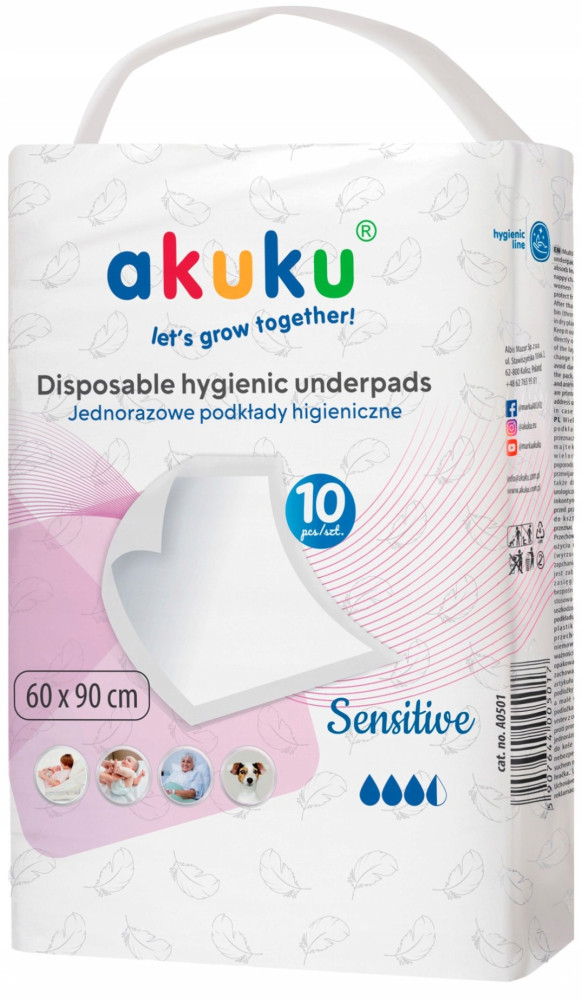 Пелюшки Akuku Underpads Sensitive 60x90 / 10 pcs