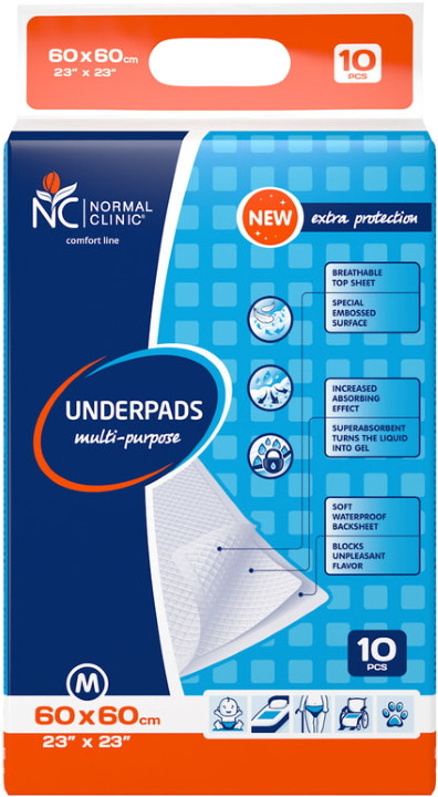 Пелюшки Normal Clinic Underpads 60x60 / 10 pcs
