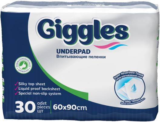 Пелюшки Giggles Underpads 60x90 / 30 pcs