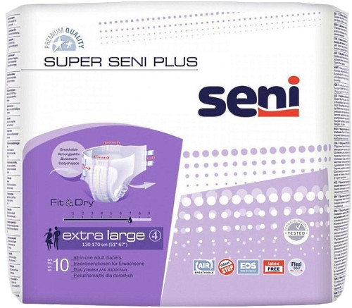 Підгузки Seni Super Plus Fit and Dry XL / 10 pcs