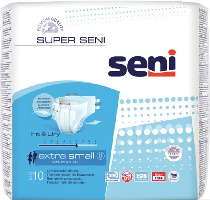 Підгузки Seni Super Fit and Dry XS / 10 pcs