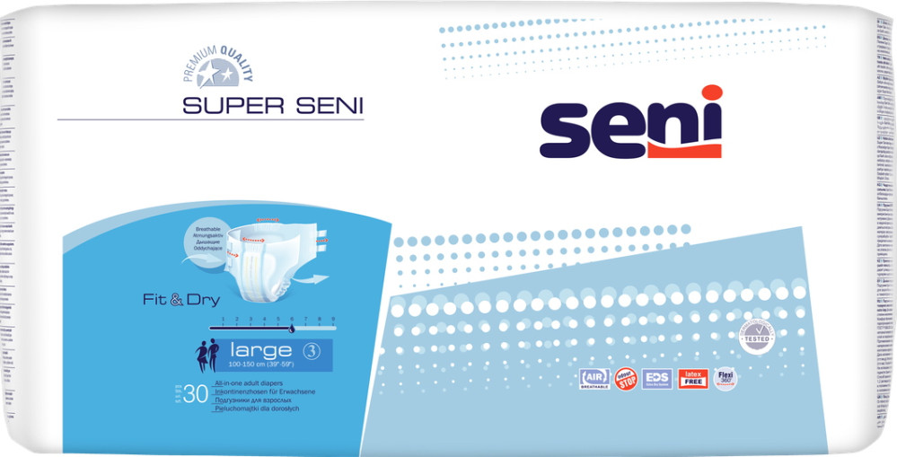 Підгузки Seni Super Fit and Dry L / 30 pcs