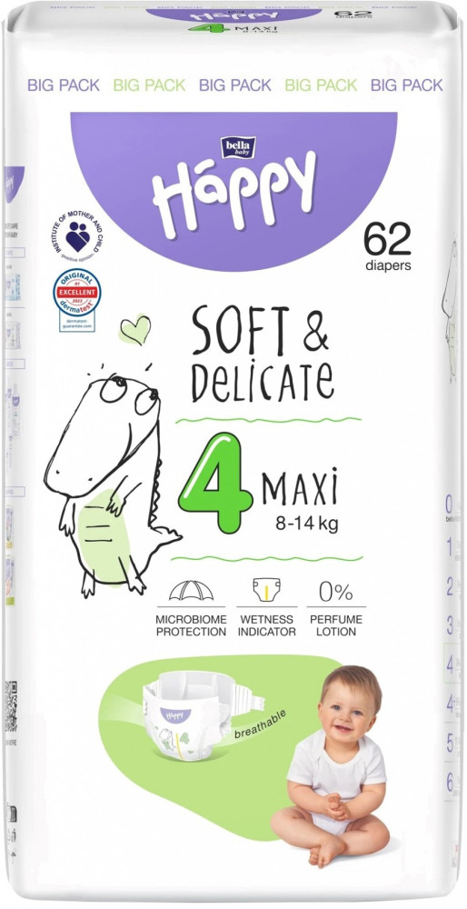 Підгузки Bella Baby Happy Soft & Delicate Maxi 4 / 62 pcs