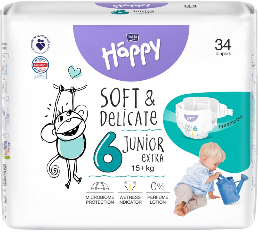 Підгузки Bella Baby Happy Soft & Delicate Junior Extra 6 / 34 pcs