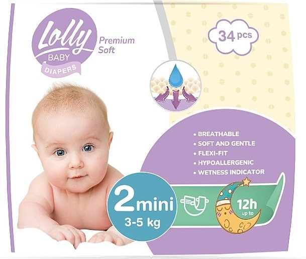 Підгузки Lolly Premium Soft Diapers 2 / 34 pcs