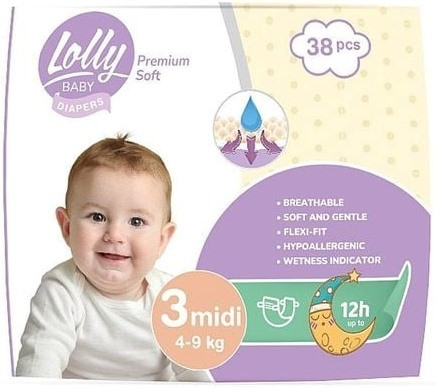 Підгузки Lolly Premium Soft Diapers 3 / 38 pcs