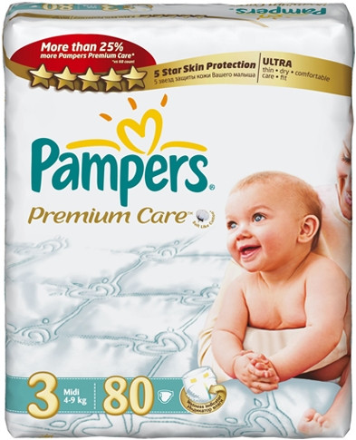 Підгузки Pampers Premium Care 3 / 80 pcs