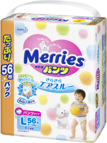 Підгузки-трусики Merries Pants L / 56 pcs