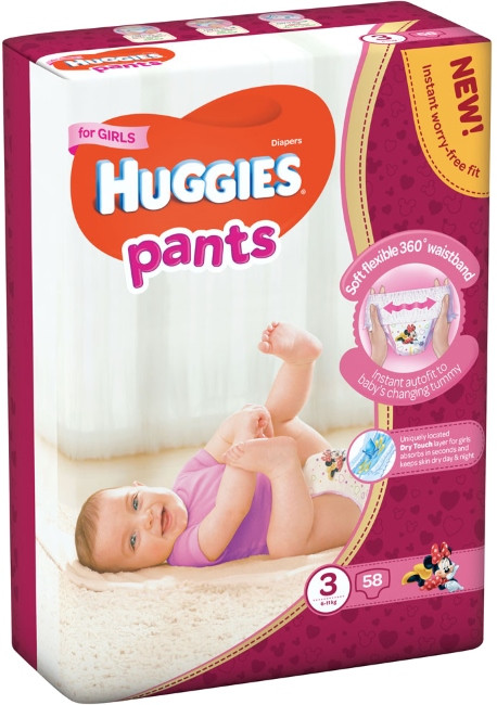 Підгузки-трусики Huggies Pants Girl 3 / 58 pcs
