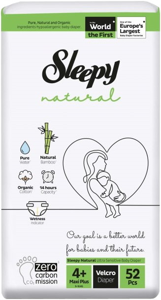 Підгузки Sleepy Natural Diapers 4 Plus / 52 pcs