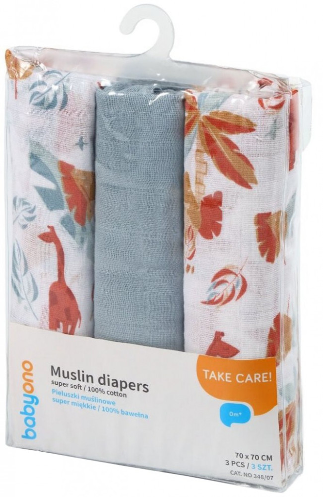 Пелюшки BabyOno Muslin Underpads 70x70 / 3 pcs