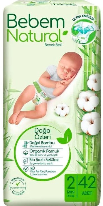 Подгузники Bebem Natural 2 / 42 pcs