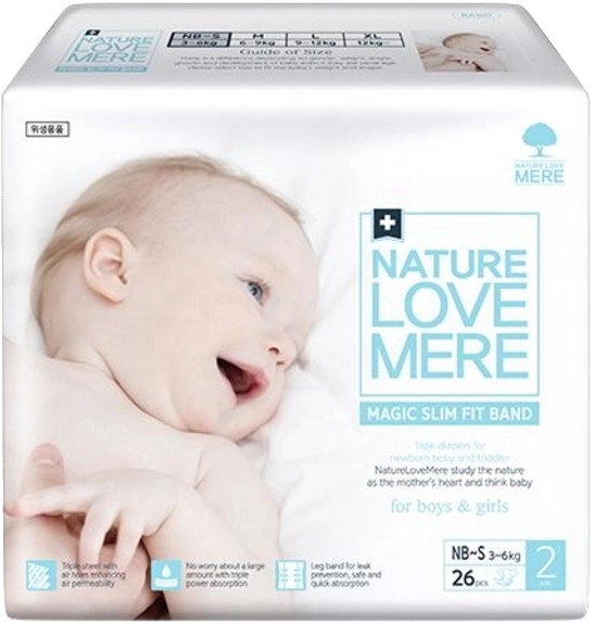 Підгузки Nature Love Mere Magic Slim Fit Diapers NB-S / 26 pcs