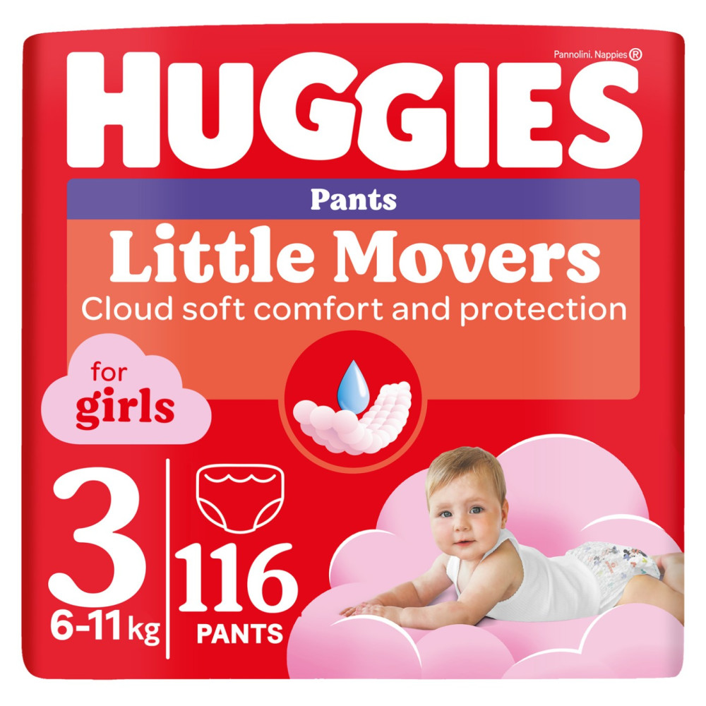 Подгузники-трусики Huggies Little Movers Pants For Girls 3 / 116 pcs
