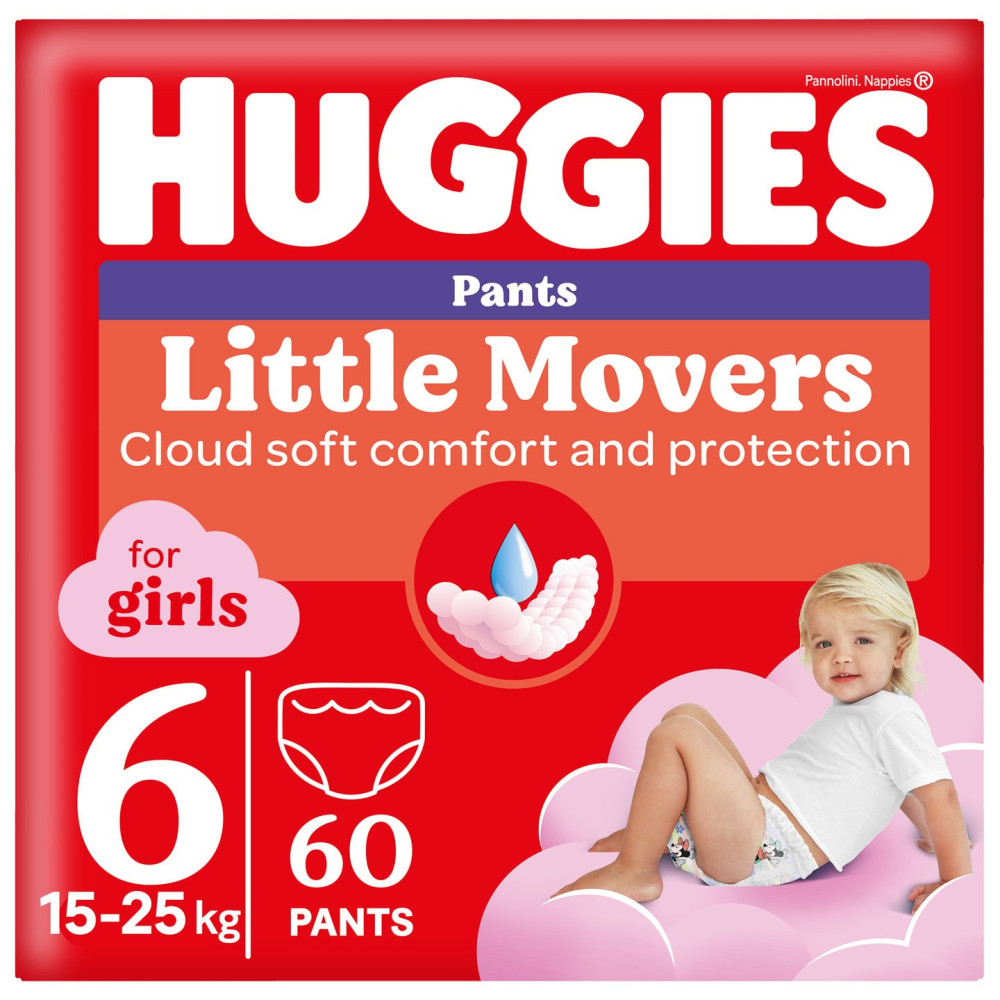 Подгузники-трусики Huggies Little Movers Pants For Girls 6 / 60 pcs