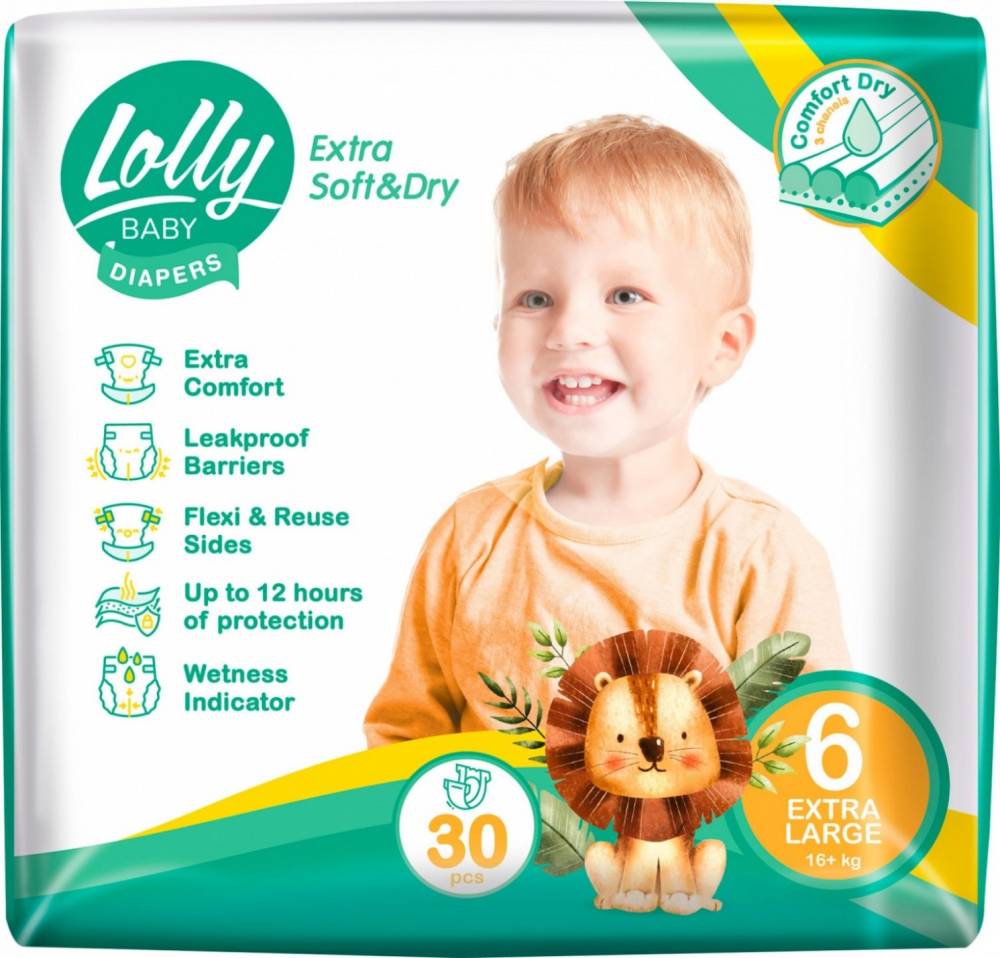 Подгузники Lolly Extra Soft & Dry 6 / 30 pcs