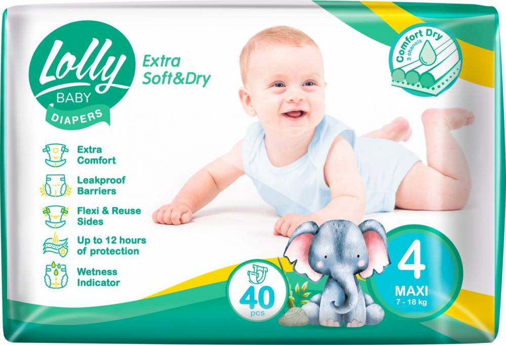 Підгузки Lolly Extra Soft & Dry 4 / 40 pcs