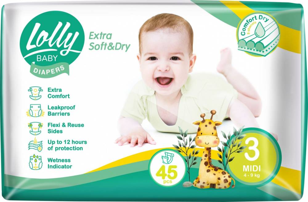 Підгузки Lolly Extra Soft & Dry 3 / 45 pcs
