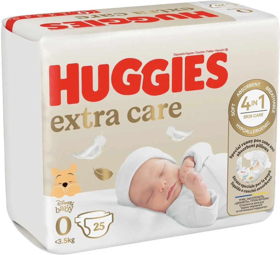 Підгузки Huggies Extra Care 0 / 25 pcs
