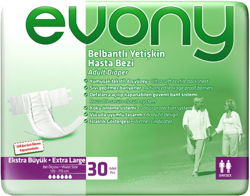 Підгузки EVONY Diapers XL / 30 pcs