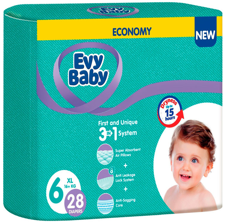 Підгузки Evy Baby Diapers 6 / 28 pcs