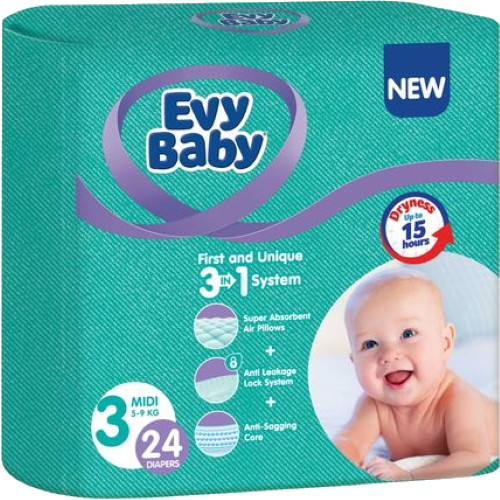 Підгузки Evy Baby Diapers 3 / 24 pcs