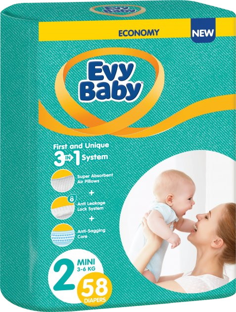 Підгузки Evy Baby Diapers 2 / 58 pcs