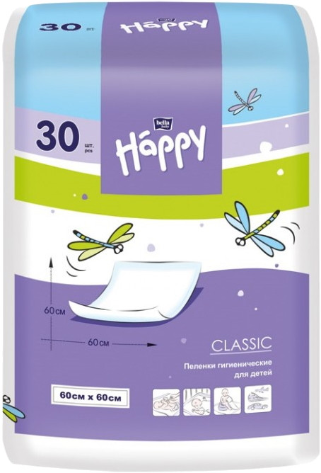 Пелюшки Bella Baby Happy Classic Underpads 60x60 / 30 pcs