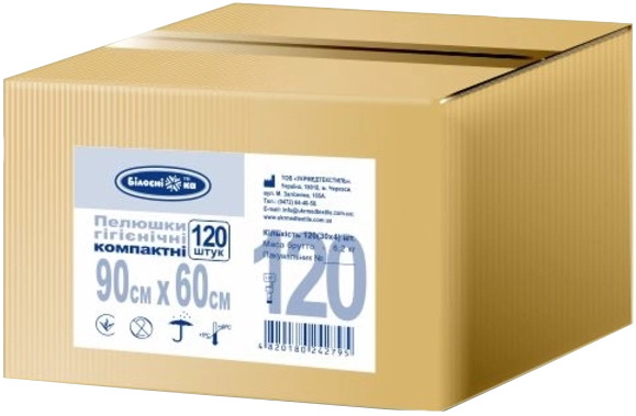 Пелюшки Bіlosnіzhka Compact Underpads 90x60 / 120 pcs