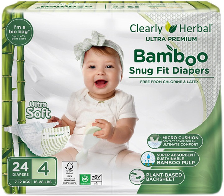 Підгузки Clearly Herbal Bamboo 4 / 24 pcs