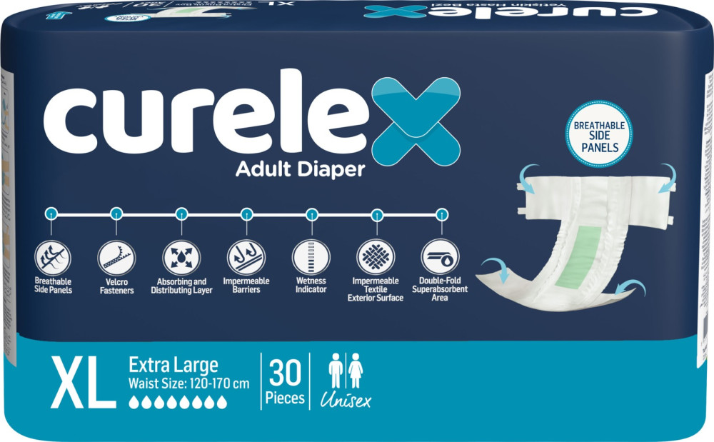 Подгузники Curelex Adult Diapers XL / 30 pcs