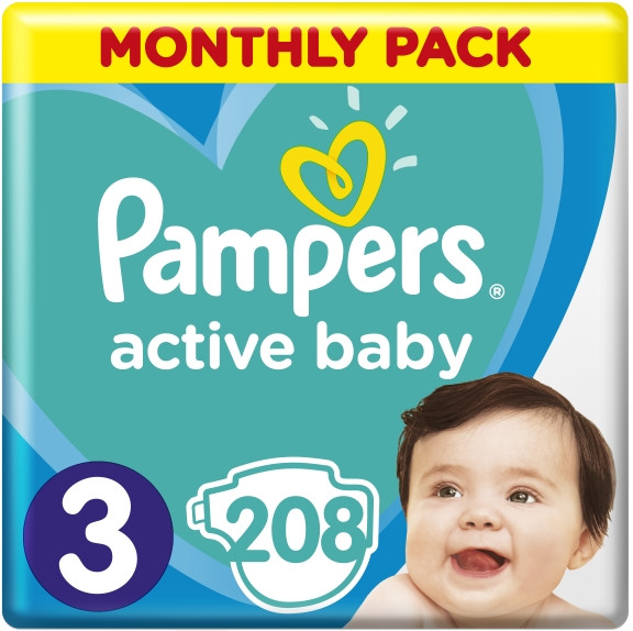 Підгузки Pampers Active Baby 3 / 208 pcs