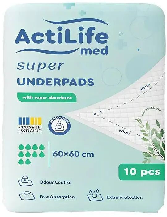 Пеленки ActiLife Med Super Underpads 60x60 / 10 pcs