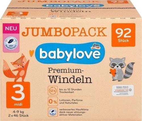 Підгузки Babylove Premium 3 / 92 pcs