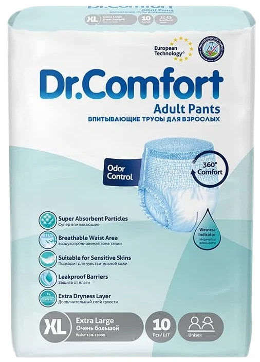 Подгузники-трусики Dr Comfort Pants XL / 10 pcs