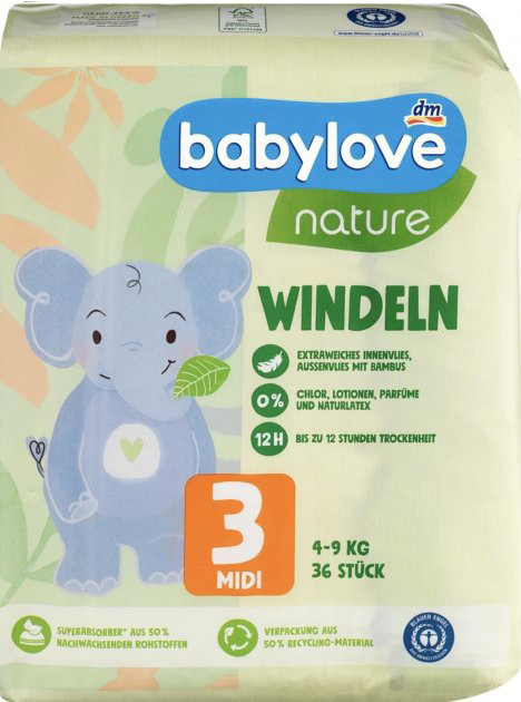 Підгузки Babylove Nature 3 / 36 pcs