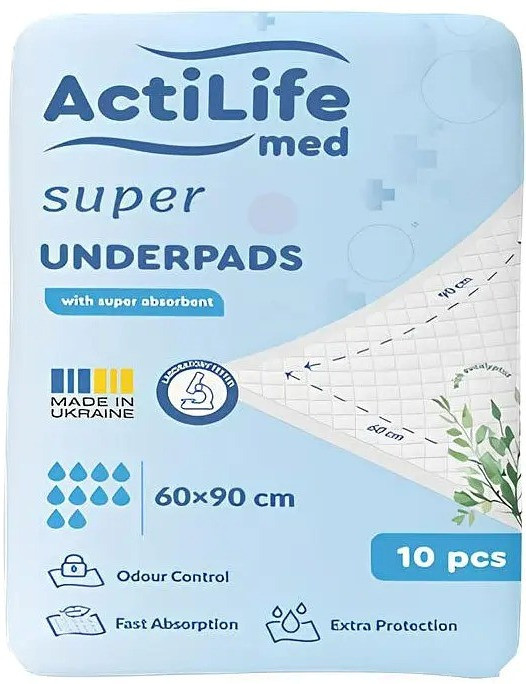 Пелюшки ActiLife Med Super Underpads 60x90 / 10 pcs