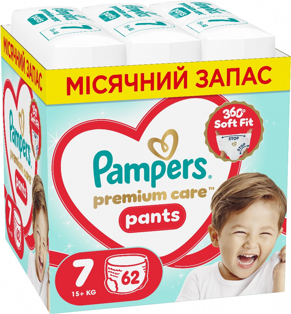 Подгузники-трусики Pampers Premium Care Pants 7 / 62 pcs