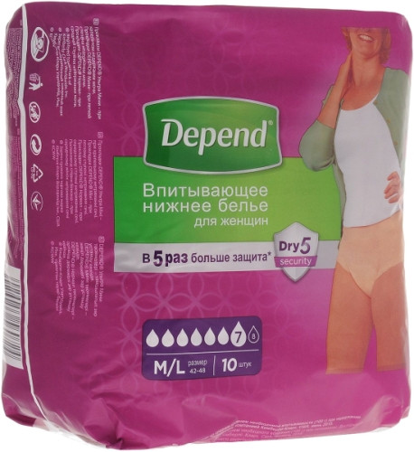 Подгузники-трусики Depend Pants Woman M/L / 10 pcs