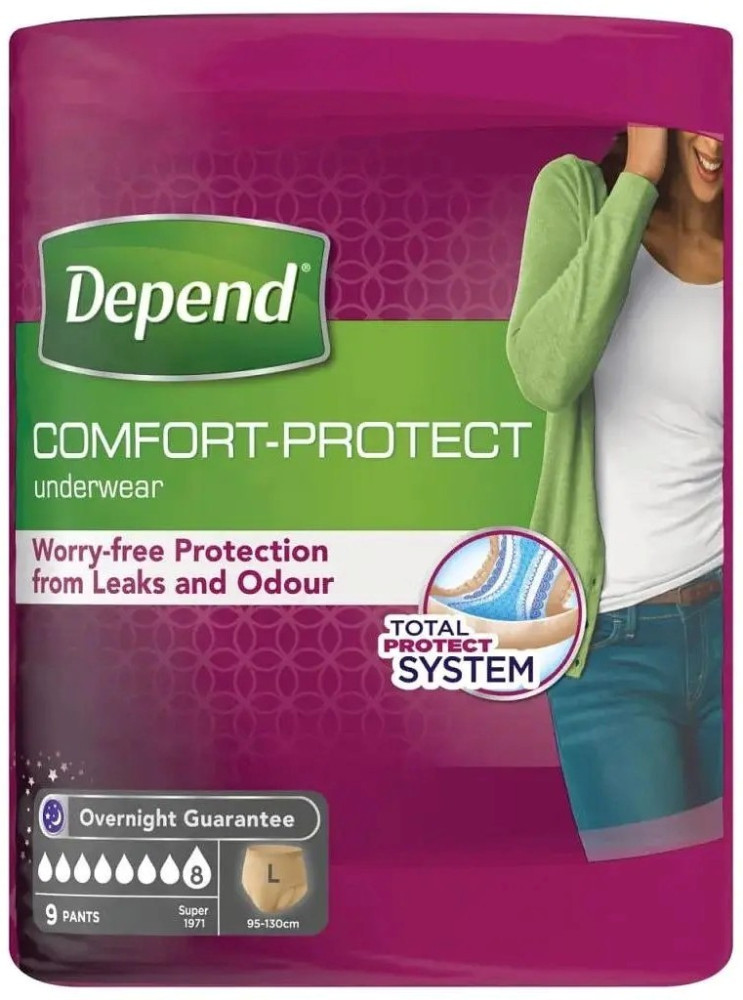Подгузники-трусики Depend Comfort Protect L / 9 pcs