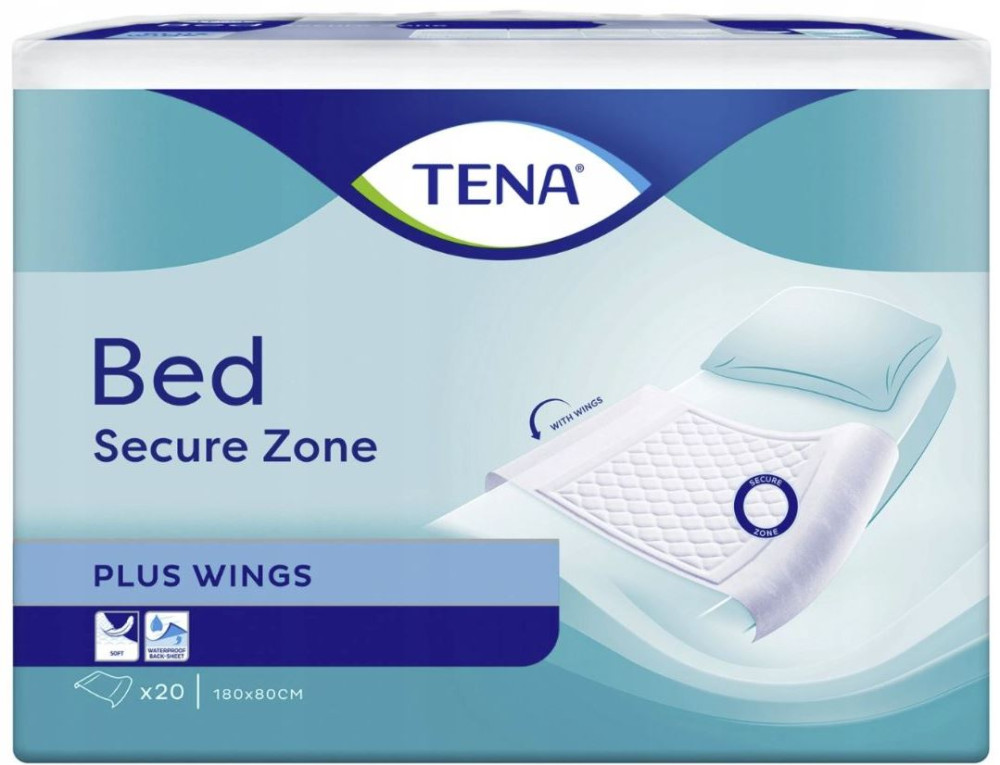 Пеленки Tena Bed Secure Zone Plus Wings 80x180 / 20 pcs