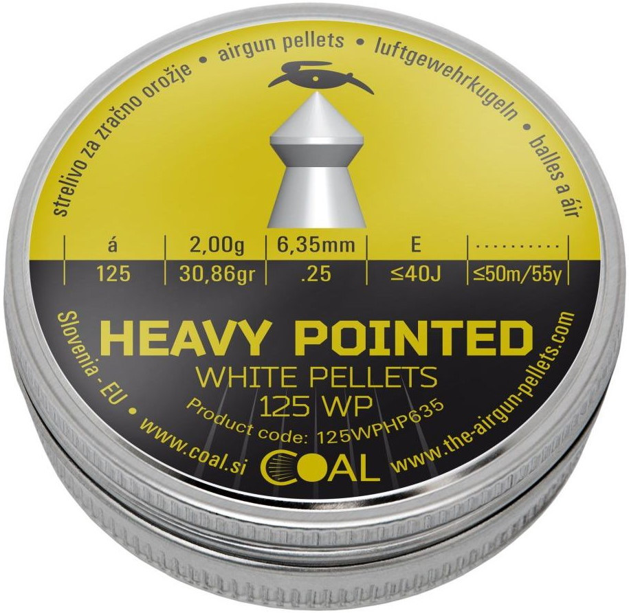 Пули и патроны Coal Heavy Pointed 6.35 mm 2.00 g 125 pcs (125WPHP635)