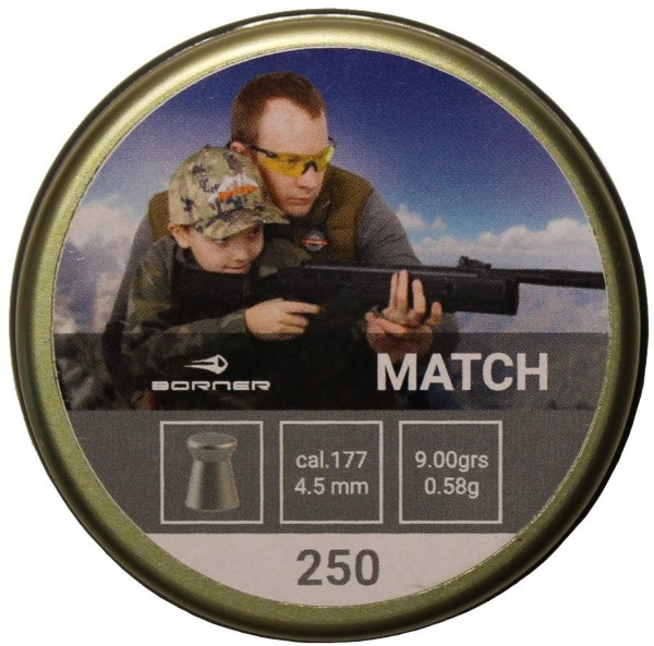 Пули и патроны BORNER Match 4.5 mm 0.58 g 250 pcs