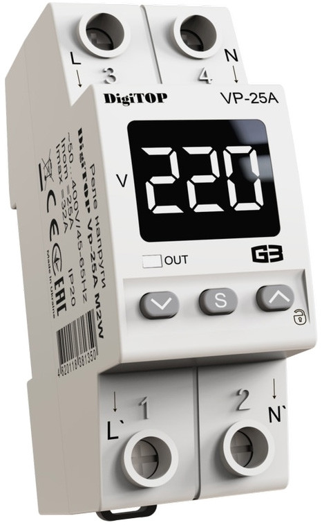 Реле напряжения DigiTOP V-protector VP-25A M2W
