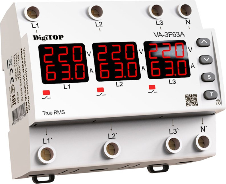 Реле напряжения DigiTOP VA-3F63A M6R