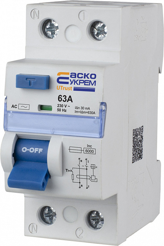 Реле тока ASKO-UKREM PZV UTrust 1PN 63A 30mA AC
