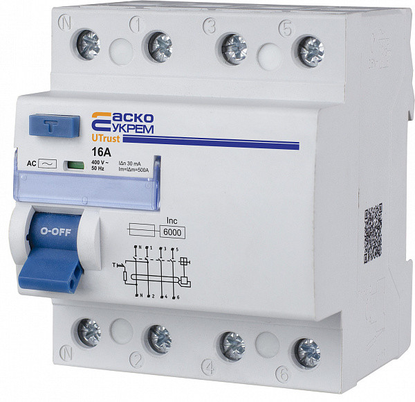 Реле тока ASKO-UKREM PZV UTrust 3PN 16A 30mA AC