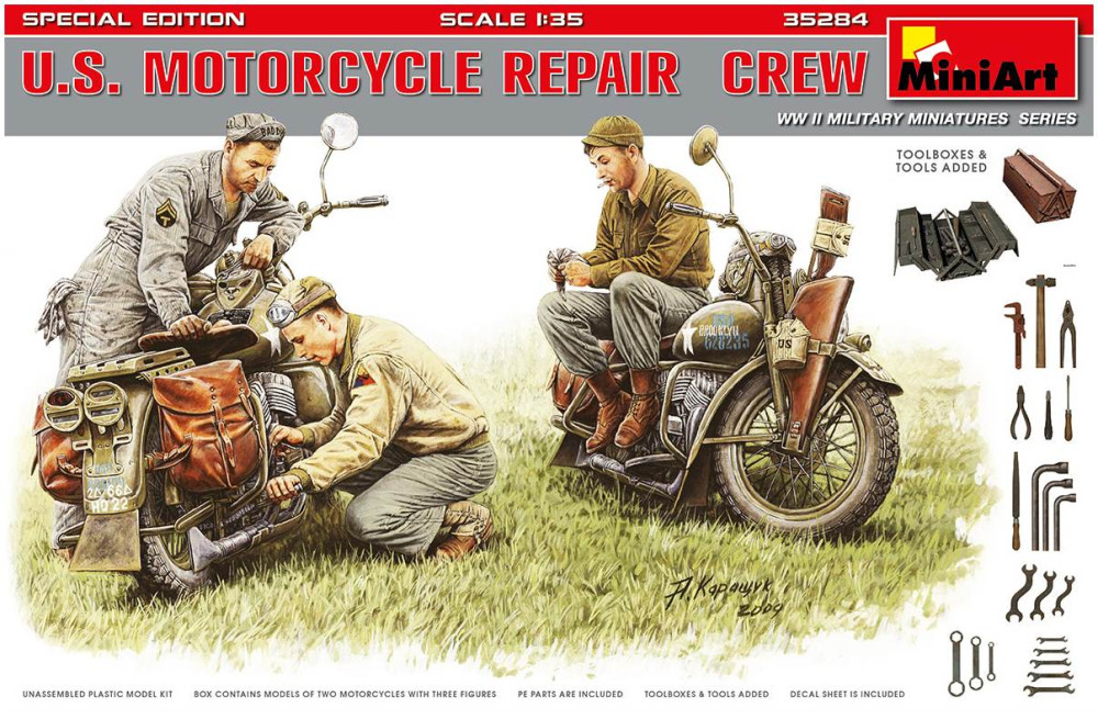 Сборная модель MiniArt U.S. Motorcycle Repair Crew (135) (35284)