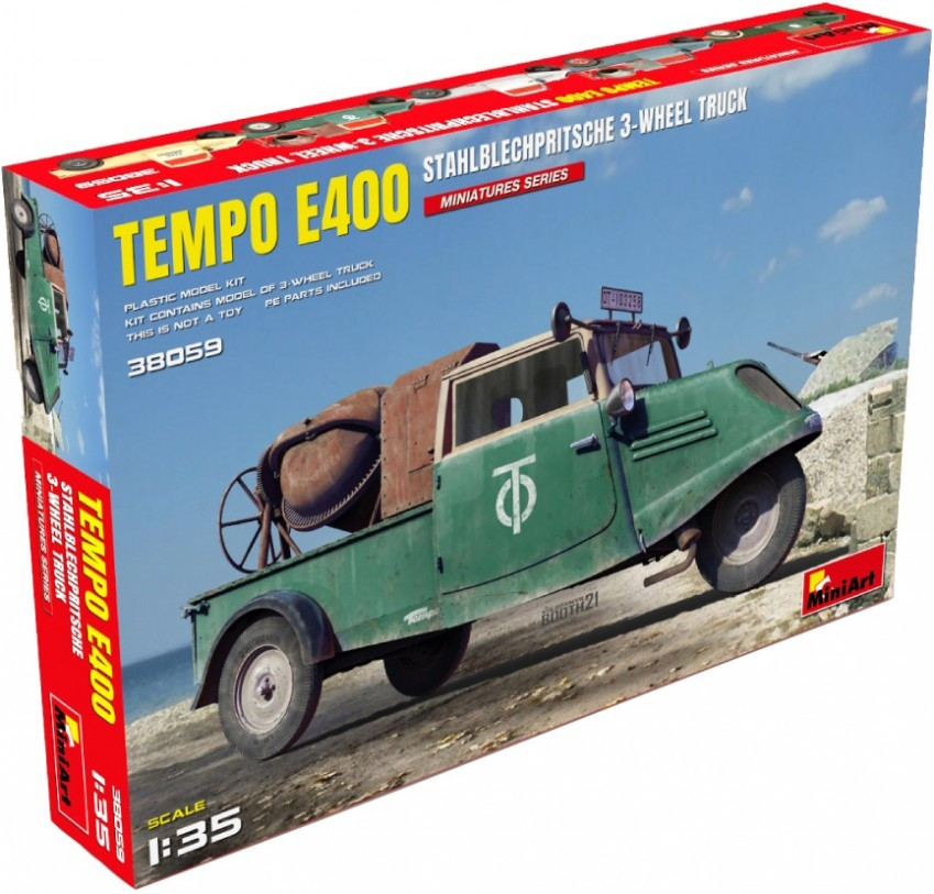 Сборная модель MiniArt Tempo E400 Stahlblechpritsche 3 Wheel Truck (135)