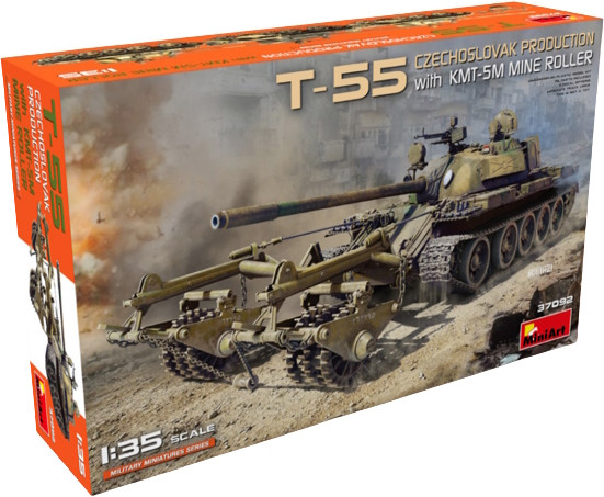 Сборная модель MiniArt T-55 Czechoslovak Production with KMT-5M Mine Roller (135)
